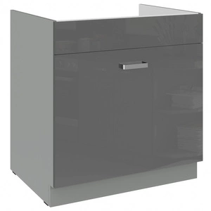 Grauer Spülenschrank 80 ZL 1S, resistent gegen äußere Einflüsse wie Dampf, hohe Temperaturen und Verschüttungen