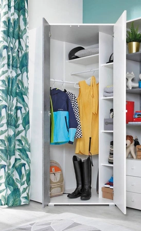 Epsilon weiß / Beton Möbel-Set ideal für ein Jugend- oder Kinderzimmer in einem trendigen Stil