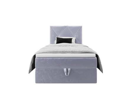 Boxspringbett Arvada 90x200 hellblau im modernen skandinavischen Stil mit gepolstertem Kopfteil Bett mit Staukasten