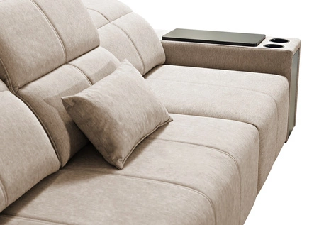 Ecksofa mit Schlaffunktion Tesalia XII grau links modernes Design komfortable Schiebelehne Schublade in der Seite des Möbels