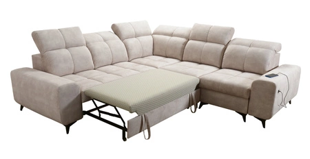 Ecksofa mit Schlaffunktion Buffalo III dunkelbeige rechtsseitiges Komfort-Ecksofa mit ästhetischer Ausführung mit Bettzeugcontainern