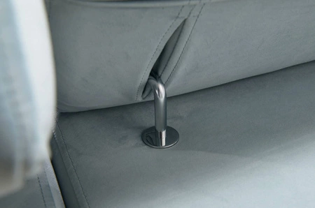 Ecksofa mit Schlaffunktion Rava azurblauer linker Samt komfortables und funktionelles Ecksofa mit verstellbaren Kopfstützen