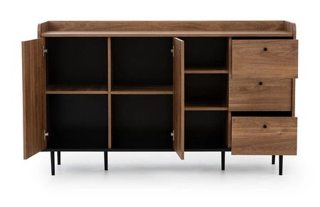 Kommode Apallo 150 cm Eiche Brandy Castello originelles Design hohe Kante der Tischplatte solide auf Metallbeine gesetzt