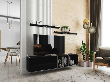Hängeschrank RTV Astros 172 cm weiß / weiß glänzend mit Einlegeböden minimalistisches und elegantes Design, das in jedes Interieur passt