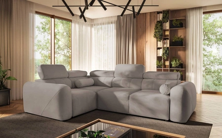 Ecksofa mit Schlaffunktion Cantare II grau Esche links bequemes Ecksofa für Wohnzimmer mit stilvollem Charakter weicher Stoff