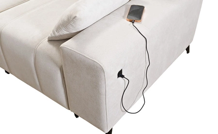 Ecksofa mit Schlaffunktion Penejos VIII creme linke Seite stilvolles Ecksofa Bett aus strapazierfähigem Stoff