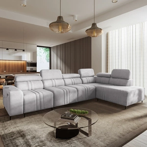 Ecksofa mit Schlaffunktion Castel XI grau Esche rechts bequemes Ecksofa mit Bettzeugablage strapazierfähiger Stoff