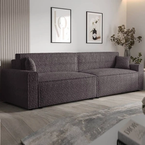 Klappsofa Brandon XL Bis graphit moderner Designstoff mit ausgeprägter Schleifenoberfläche Bettzeugbehälter