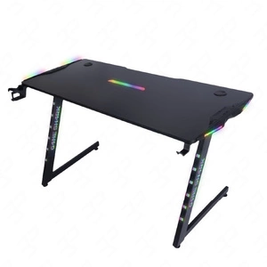 Zone Gaming Desk schwarz beeindruckendes Design stabile Metallkonstruktion angereichert mit LED-Beleuchtung kohlenstoffbeschichtete Platte