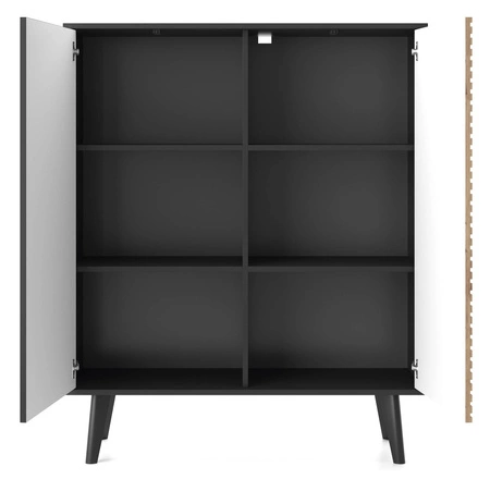 Saipan 104 cm hohe Kommode schwarz / Eiche handwerkliches Design und komfortable Möbel modernes Design elegante Form in einem modernen Stil dekorative kannelierte Dekoration