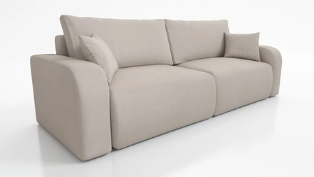 Sofa Fiesta hellbeige funktionelles Wohnzimmersofa mit Bettzeugablage elegantes Design Plüschstoff