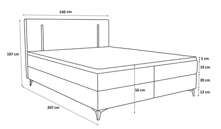 Boxspringbett Norco 140x200 blau stilvolles Bett mit Staukasten Beleuchtung im Kopfteil fügt eine einzigartige Note