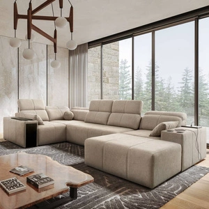 Ecksofa mit Schlaffunktion Tesalia IV beige rechtsseitiges Komfort-Ecksofa für den Wohnbereich mit innovativer Schiebefunktion der Rückenlehne