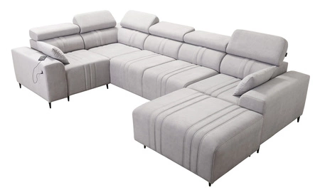 Ecksofa mit Schlaffunktion Castel IV graphit rechte Seite stilvolles Ecksofa mit Bettkasten und verstellbaren Kopfstützen