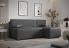 Ecksofa mit Schlaffunktion Brandon grau rechte Ecke dreidimensionaler Stoff mit ausdrucksstarken Streifen Bettzeug Container