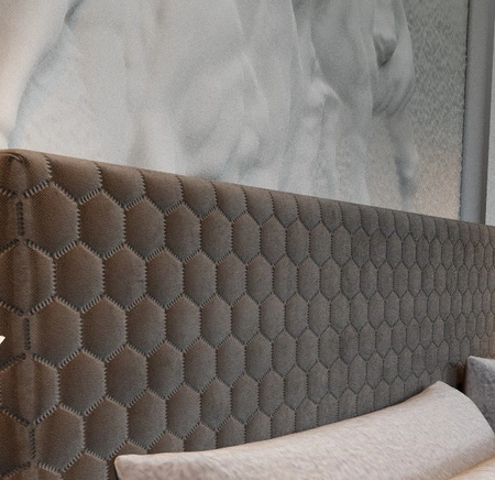 Boxspringbett Fargo 160x200 beige Bett im modernen skandinavischen Stil mit markantem Kopfteil