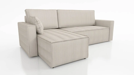 Ecksofa mit Schlaffunktion Rebenes beige Universal-Ecksofa dreidimensionaler Stoff mit ausdrucksstarken Streifen Bettzeug-Container