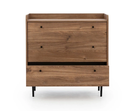 Kommode Apallo 90 cm Eiche Brandy Castello Original Design hohe Ränder der oberen soliden Satz auf Metall Beine