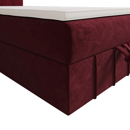 Boxspringbett Casey 120x200 dunkelrot im modernen skandinavischen Stil mit gepolstertem Kopfteil Bett mit Staukasten