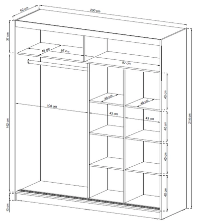 Malmo 200 cm Schiebeschrank weiß moderne Garderobe ideal für ein Schlafzimmer Kleiderschrank oder Flur