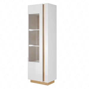 Schrank Adria 60 cm weiß glänzend / Eiche grandson modernes Design Kanten mit speziellen Furnierelementen aus Sicherheitsglas verarbeitet