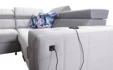 Ecksofa mit Schlaffunktion Hampton II navy blau rechts stilvolles Ecksofa Bett weiche Polsterung Stoffart Samt