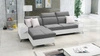 Ecksofa mit Schlaffunktion Elgin grau / weiß linkes Ecksofa mit verstellbaren Kopfstützen praktische Schubladen in den Möbelseiten