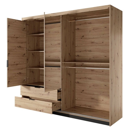 Schlafzimmermöbel-Set Tipler Eiche artisan / anthrazit modernes Design dekorative Latten schwarze Metallkante Griffe