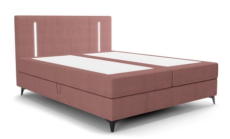 Boxspringbett Norco 140x200 rosa stilvolles Bett mit Bettzeug Lagerung Beleuchtung im Kopfteil fügt eine einzigartige Note