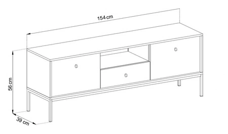 TV-Schrank Mono 154 cm Beige Minimalistisches Design schlichte Form mit metallischen Elementen stilvoller goldener Griff