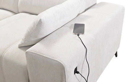 Ecksofa mit Schlaffunktion Penejos XII Lux creme linke Seite stilvolles Ecksofa mit bequemem ausziehbarem Fußteil