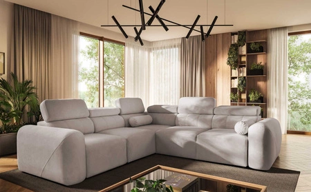 Ecksofa mit Schlaffunktion Cantare III elfenbeinfarben links komfortables und stilvolles Ecksofa für das Wohnzimmer zwei Container für Bettzeug