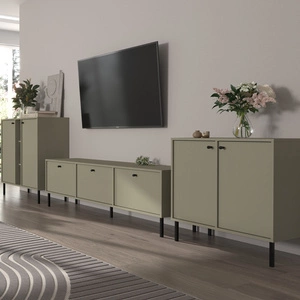 Möbel Kioto II Eukalyptus stilvolles Design Wohnzimmer Möbel elegante Möbel von Metall schwarz Beine subtilen Griffen unterstützt