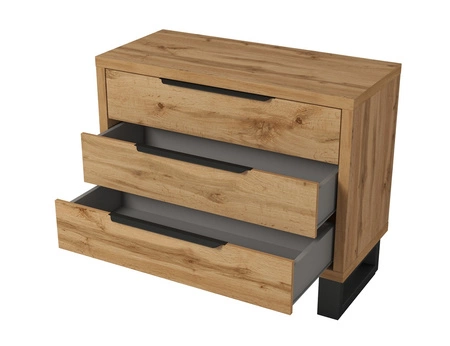 Kommode Halle S 99 cm Eiche wotan funktional ideale Kommode für Schlafzimmer im Loft-Stil stylische Kantengriffe