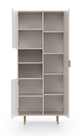 Wohnzimmer Möbel-Set Sula beige mit Metall Griffe dekorative geriffelte Fronten Push-to-Open-System bereichert