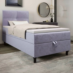 Boxspringbett Melba 90x200 hellblau Bett im modernen skandinavischen Stil mit gepolstertem Kopfteil Bett mit Staukasten