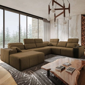 Ecksofa mit Schlaffunktion Tesalia VIII braun links komfortables Ecksofa für das Wohnzimmer mit innovativer Schiebefunktion der Rückenlehne
