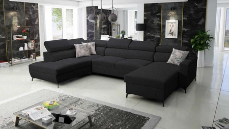 Ecksofa mit Schlaffunktion Savona VI schwarz rechts elegantes und bequemes Ecksofa für Wohnzimmer mit zwei Bettkästen 
