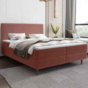 Boxspringbett Totti 160x200 Indisch rosa stilvolles Bett mit Bettzeug Lagerung dreidimensionalen Stoff mit ausdrucksstarken Streifen