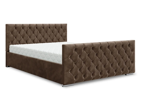 Polsterbett Viamao 180x200 hellbraun mit Container im modernen skandinavischen Stil mit gestepptem Kopfteil und Fußteil