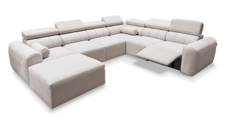 Ecksofa mit Schlaffunktion Cantare VIII Lux beige links Designer Ecksofa mit elektrischer Fußstütze