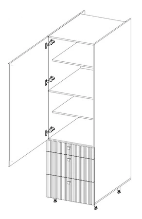 Chevron 60 DKS-215 3S 1F Küchenschrank mit Schubladenfronten mit dekorativem Fischgrätdekor feuchtigkeits- und beschädigungsbeständiger Schrank