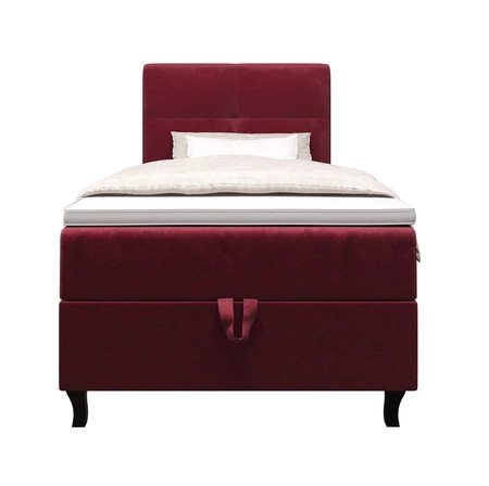 Boxspringbett Melba 90x200 dunkelrot Bett im modernen skandinavischen Stil mit gepolstertem Kopfteil Bett mit Staukasten
