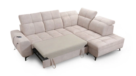 Ecksofa mit Schlaffunktion Buffalo VII braun rechtsseitig stilvolles Ecksofa mit Bettzeugcontainer Velourstoff