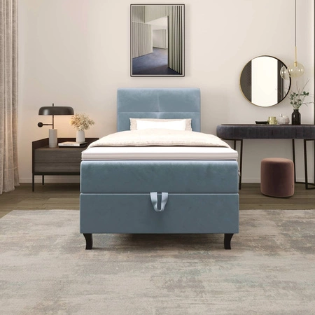 Boxspringbett Melba 120x200 türkis Bett im modernen skandinavischen Stil mit gepolstertem Kopfteil Bett mit Staukasten