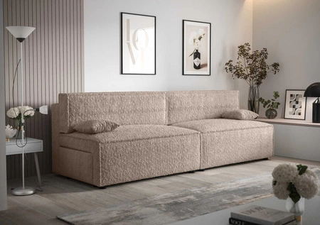Brandon XL Schlafsofa beige modernes Design und breiter Funktionsstoff mit markanter Schlingenoberfläche