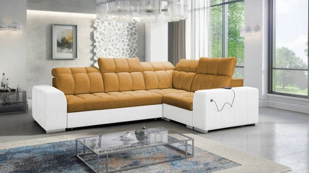 Ecksofa mit Schlaffunktion Luigi II honig/weiß rechtes Ecksofa mit Bettkasten für den täglichen Liegekomfort