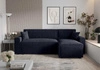 Ecksofa mit Schlaffunktion Brandon Bis marineblau rechte Seite weicher Stoff mit charakteristischer Schleifenoberfläche Bettzeugbehälter