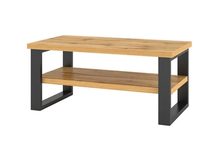 Couchtisch Halle 110 cm Eiche wotan stabiles Metallgestell Tisch mit Ablage auslaufsicherer Platte