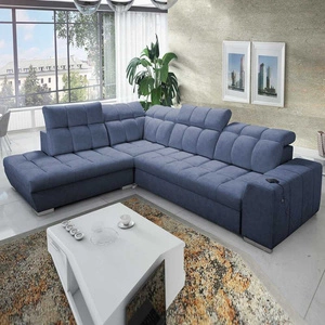 Ecksofa mit Schlaffunktion Luigi VII blau links bequemes Ecksofa in modernem Design